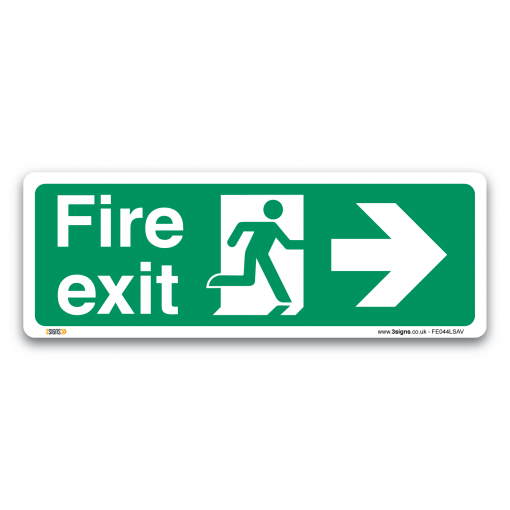 fire exit arrow right sign