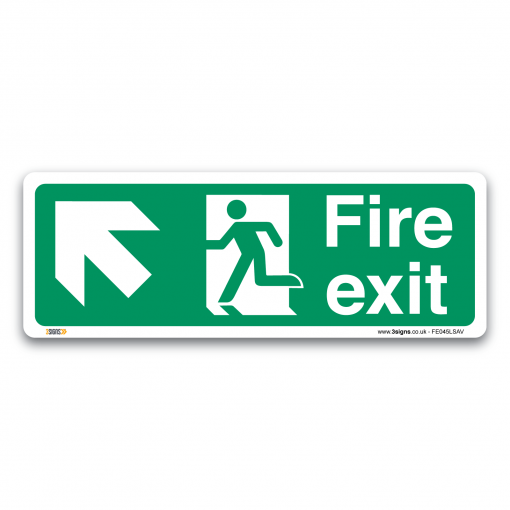 fire exit arrow left up sign