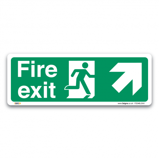 fire exit arrow up right sign
