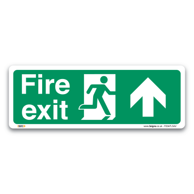 fire exit arrow up sign