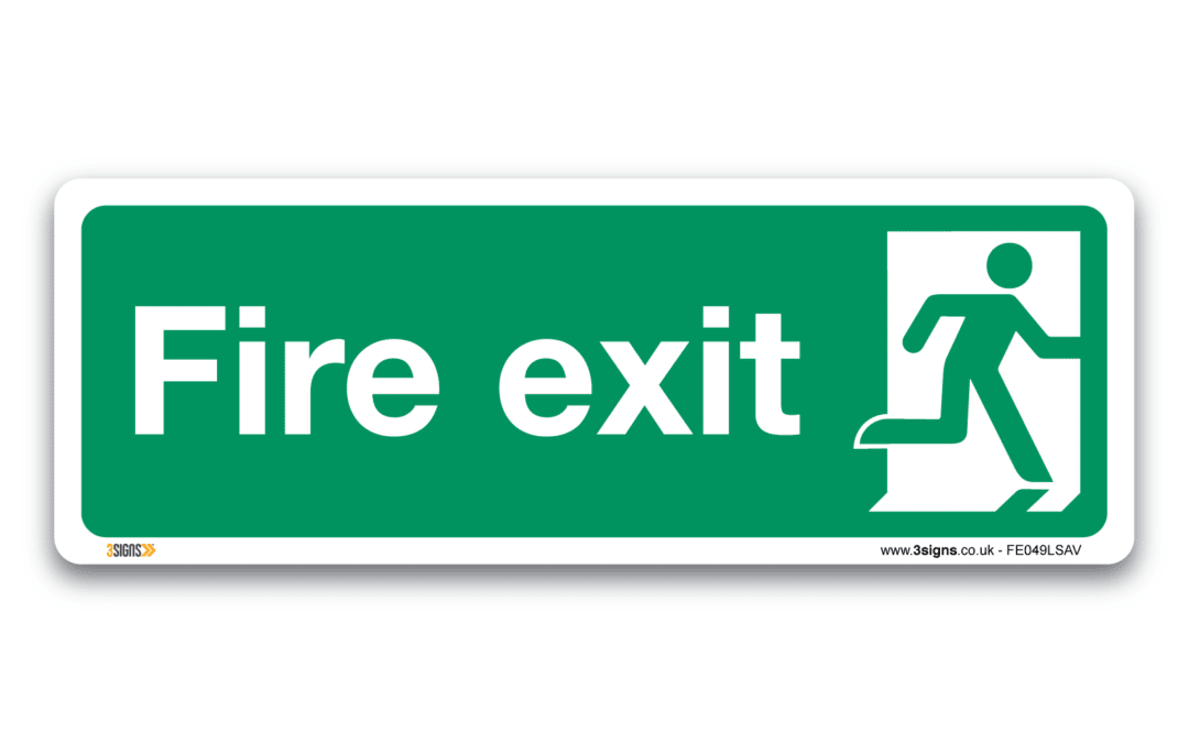 Fire exit man right sign, Health and Safety Emergency Exit signs