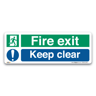 Fire exit keep clear safety sign