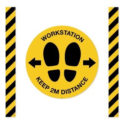 workstation keep 2m distance sign