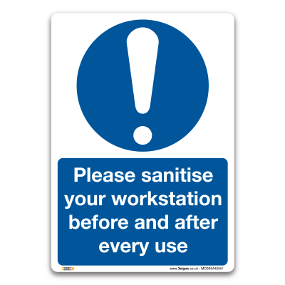 please sanitise workstation sign