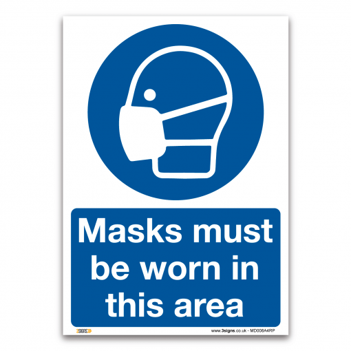 face masks must be worn in this area sign