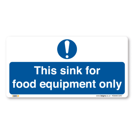 this sink for food equipment only kitchen sign
