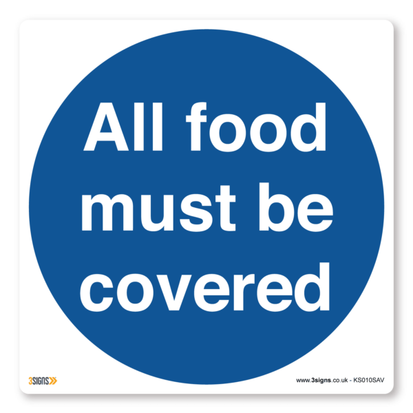 all food must be covered kitchen sign